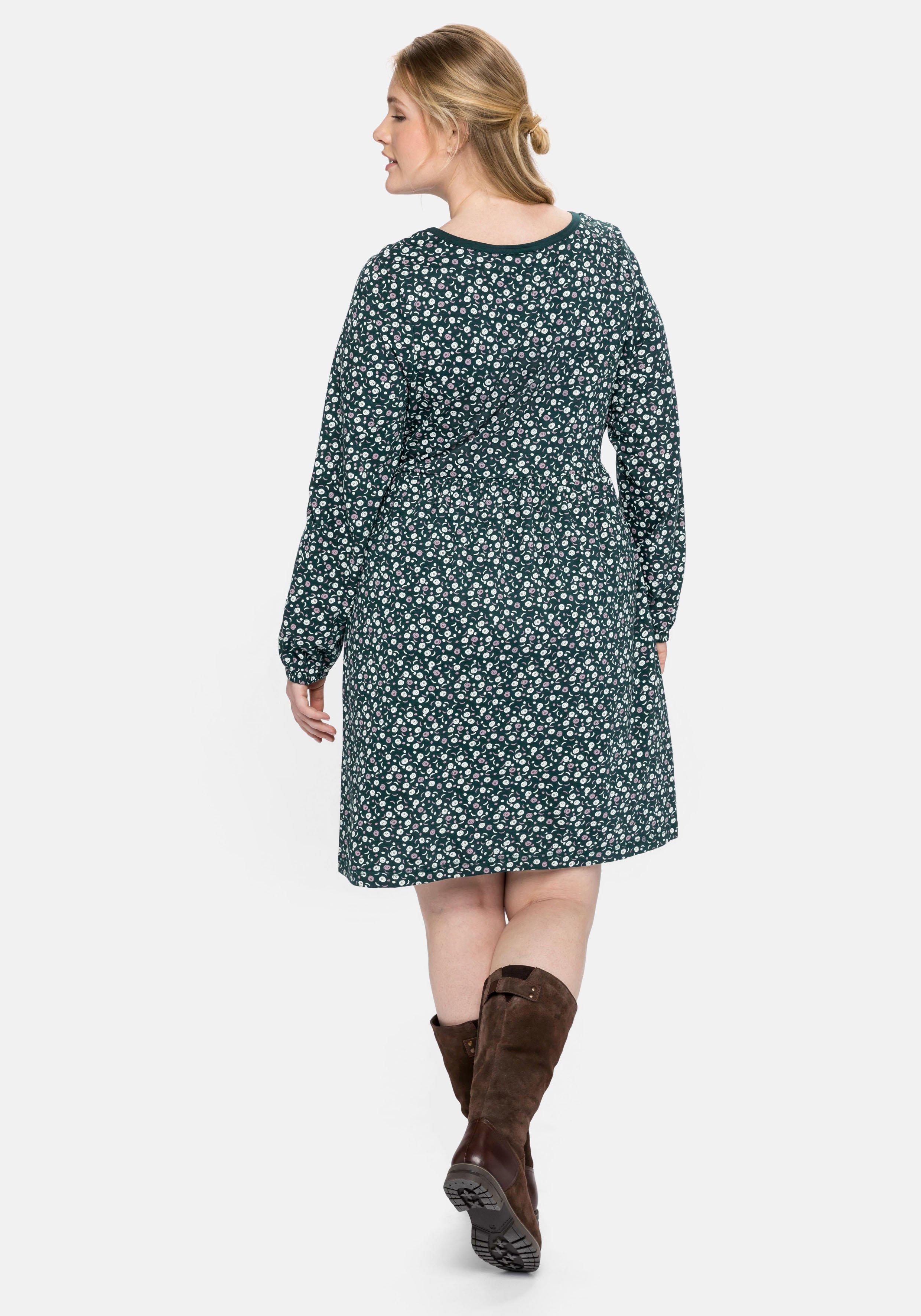 Jerseykleid mit Bluseneinsatz vorn, in kniefreier Länge