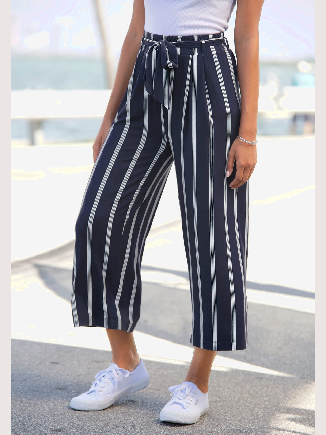 Jupe-culotte rayée en jersey