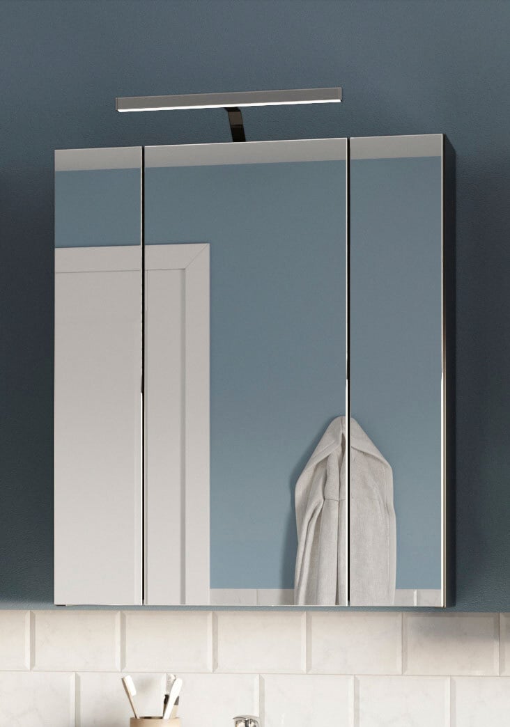 Spiegelschrank Linus inkl. Beleuchtung Schwarz Hochglanz 60x56x34 cm
