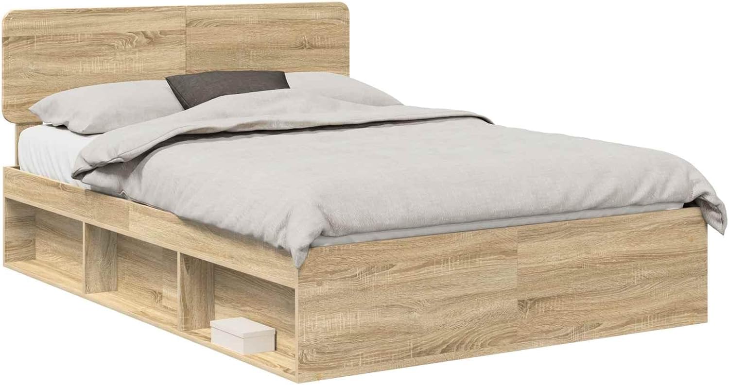 vidaXL Bettrahmen Sonoma 140 x 200 cm Massives Kiefernholz, Schlafzimmer, Rechteckig, Modernes Design, Langlebige Möbel, Stilvolle Dekoration, Funktionales Layout für zeitgenössische Räume 2023