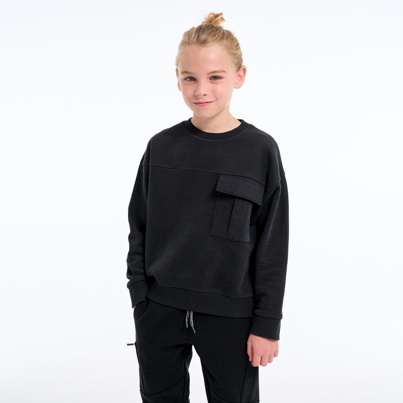 Sweat-shirt uni 1 poche gris garçon