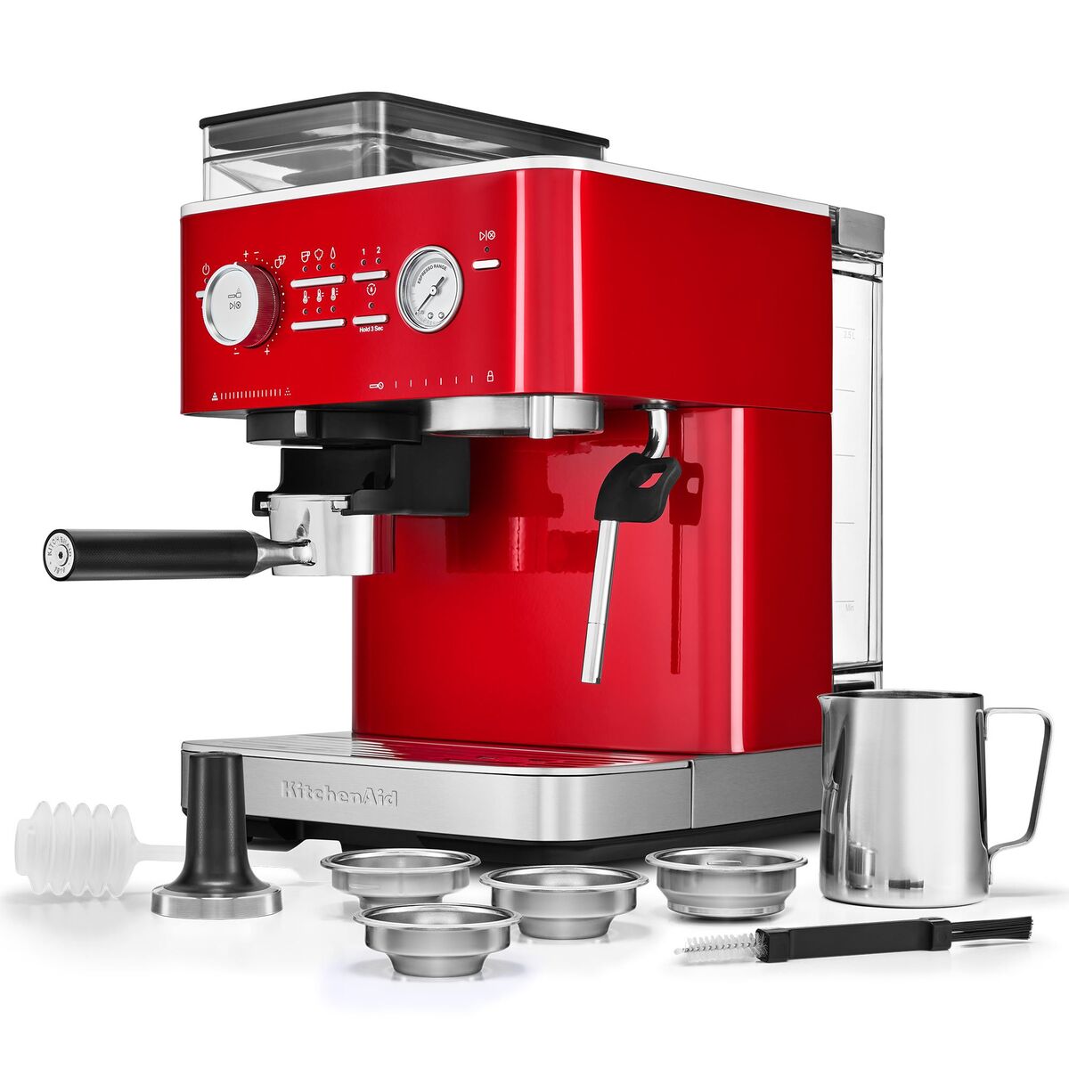 Espressomaskin med kaffekvern, candy apple