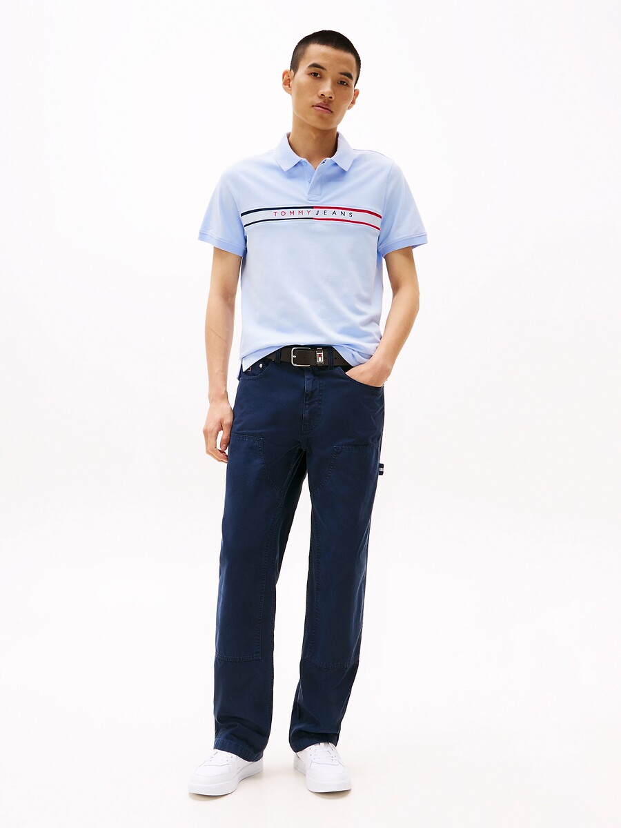 TOMMY JEANS<br>Polo slim-fit com listras coloridas