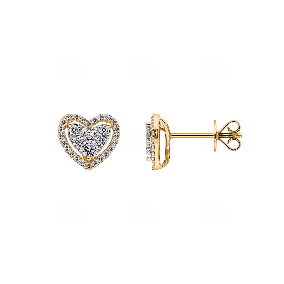 0.51 Karat Halo Diamantohrstecker 750/18 K Gelbgold Herz