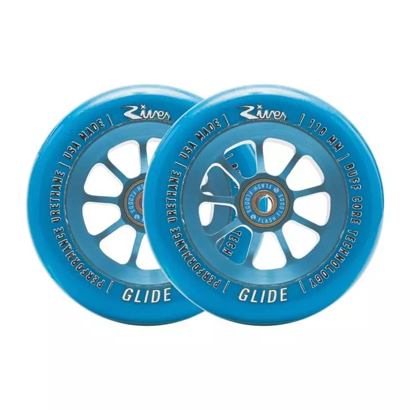Paire de roues trottinette RIVER WHEELS Naturals Glide Sapphire 110mm