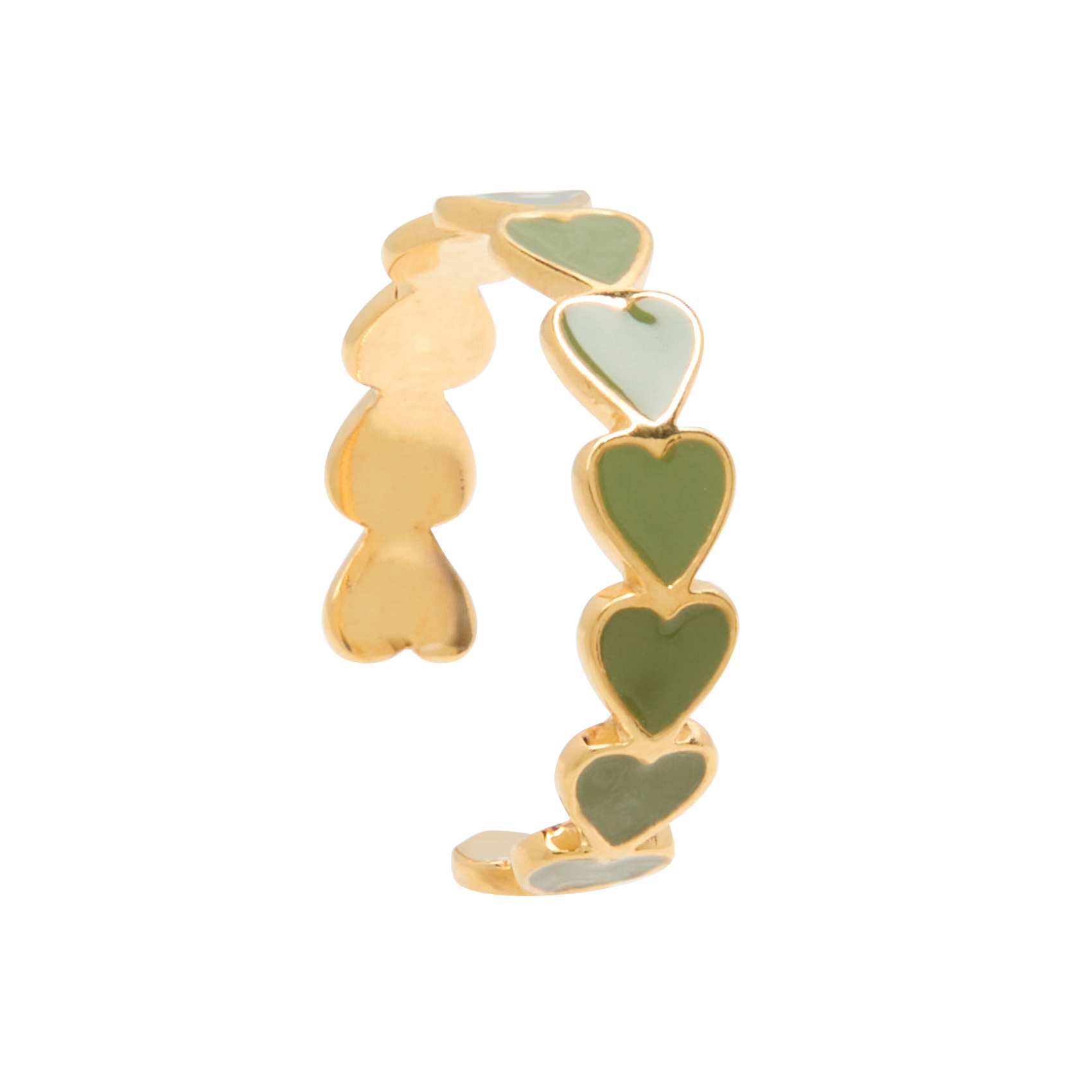 CORA - Bague ouverte à motif coeur en laiton | Vert