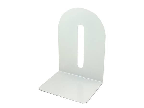 Bokstøtte metall, 15 x 15 cm, hvit, pakke med 2 stk.