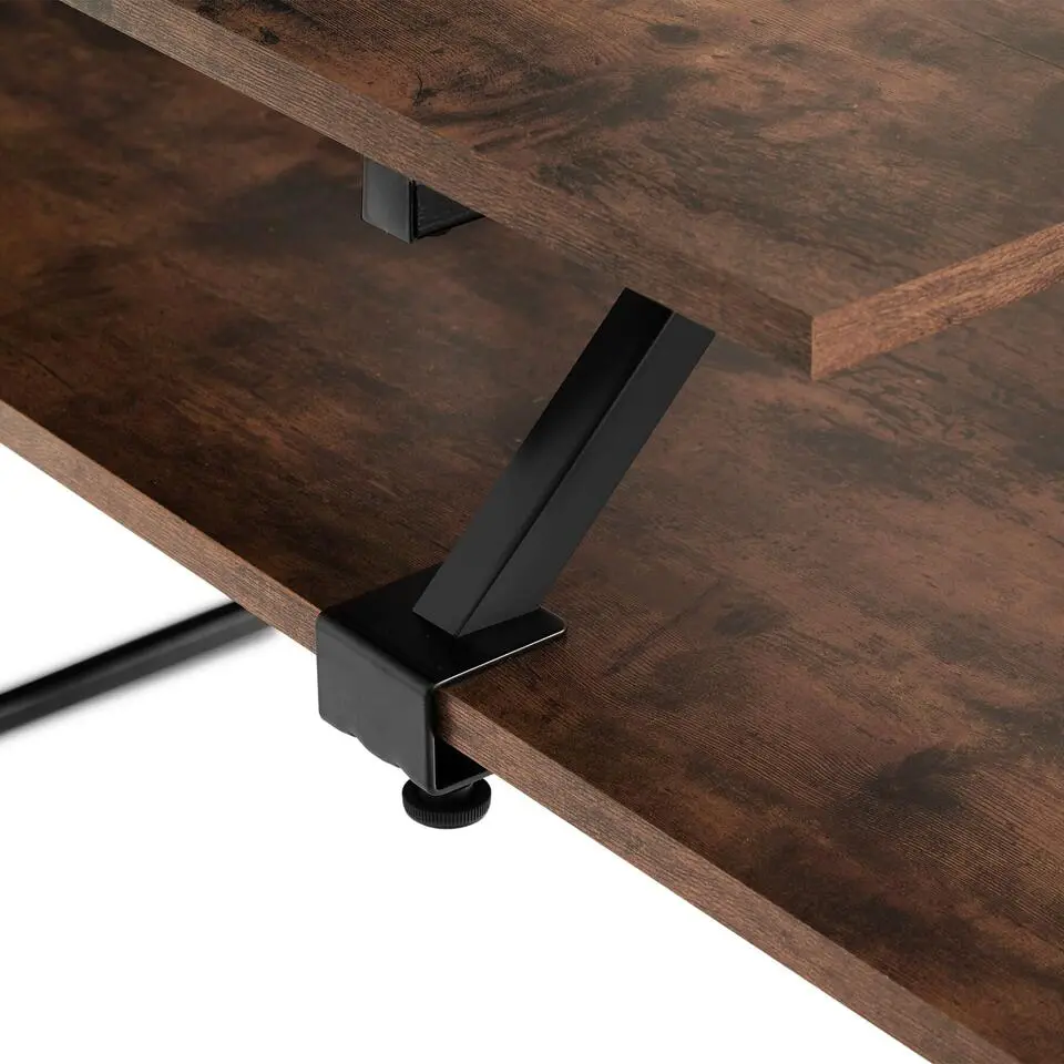 tectake Bureau Melrose 140x130x76,5cm, Industrieel Hout Donker, Rustiek