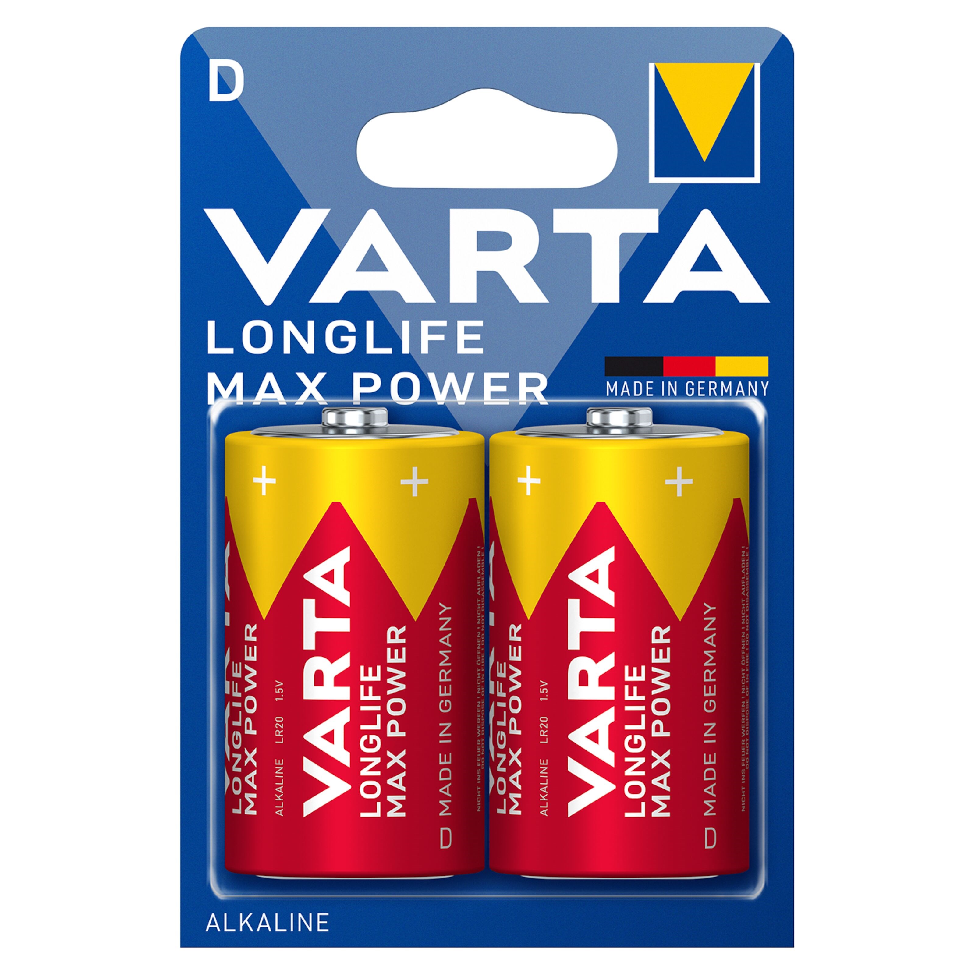 Varta Longlife Max Power D-batterier 2-pk.