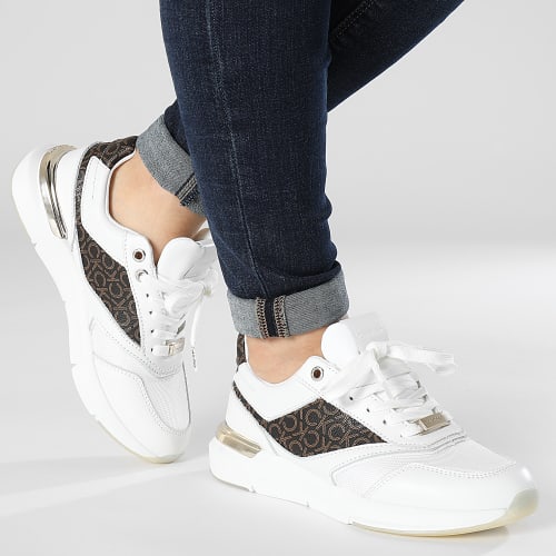 Baskets Femme Flexi Runner Mono 1437 White Brown Mono
