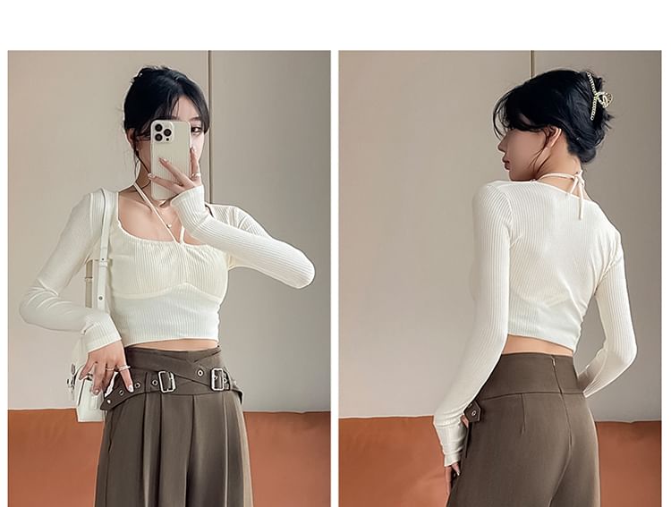 palajana - High Rise Plain Cross Strap Wide Leg Pants (Diverse ontwerpen)