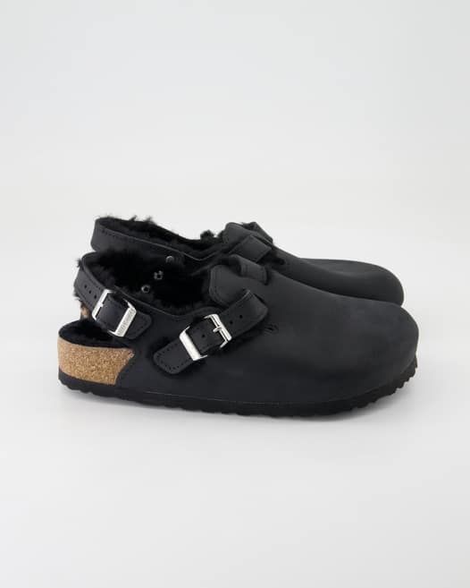 Birkenstock Tokio Sherling Pantoletten in Schwarz