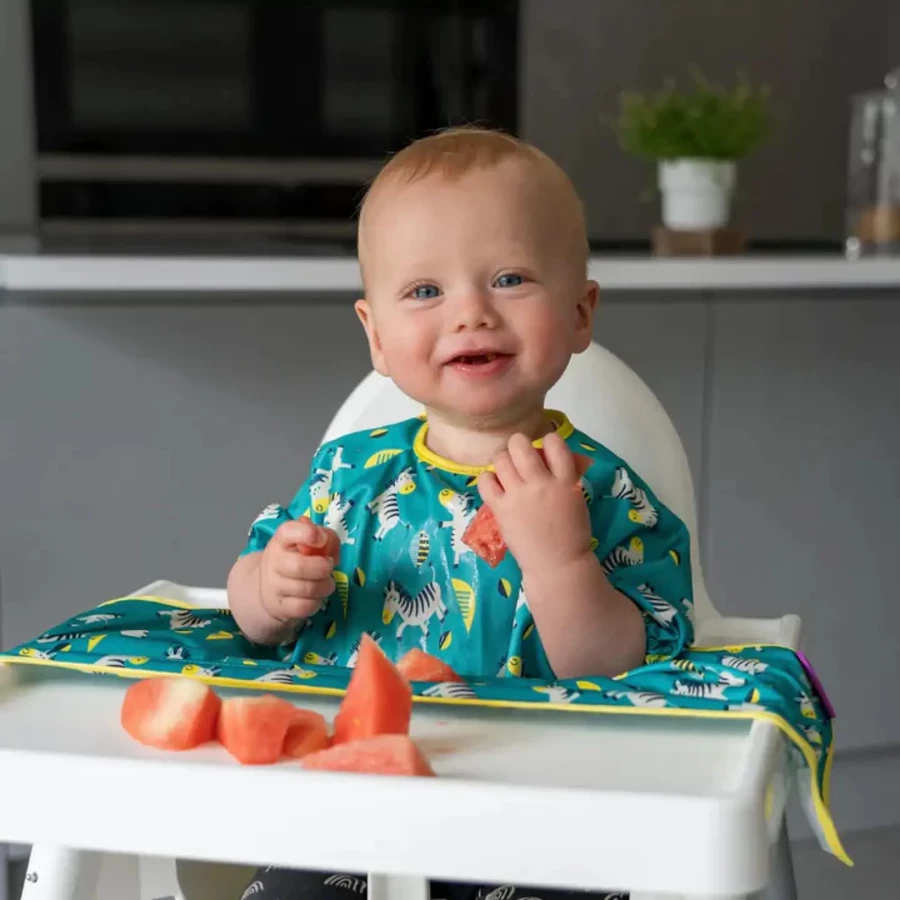 TidyTot Lätzchen Tidy Tot Cover & Catch Kurzarm Lätzchen Tanzende Zebras