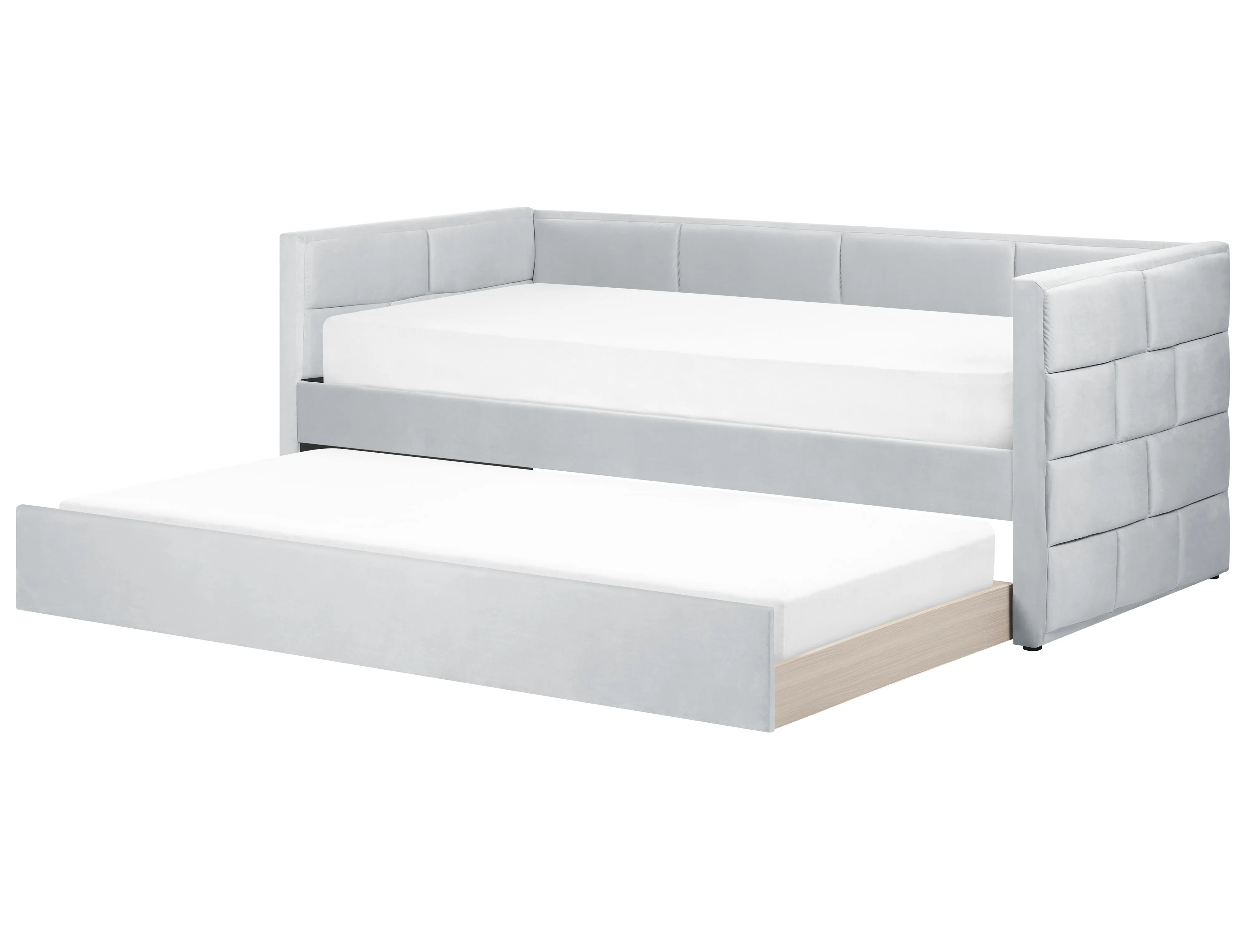 Onderschuifbed Fluweel CHAVONNE 90 x 200 cm Lichtgrijs