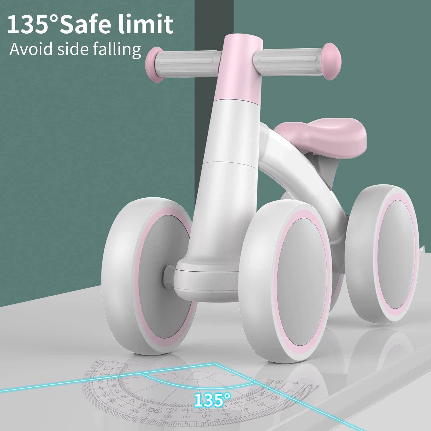 Kinder Laufrad Velo Baby Lauflern Fahrrad Kleinkind Rutschrad mit 4 Rädern / Lenker (ab 12 Monaten) - Rosa