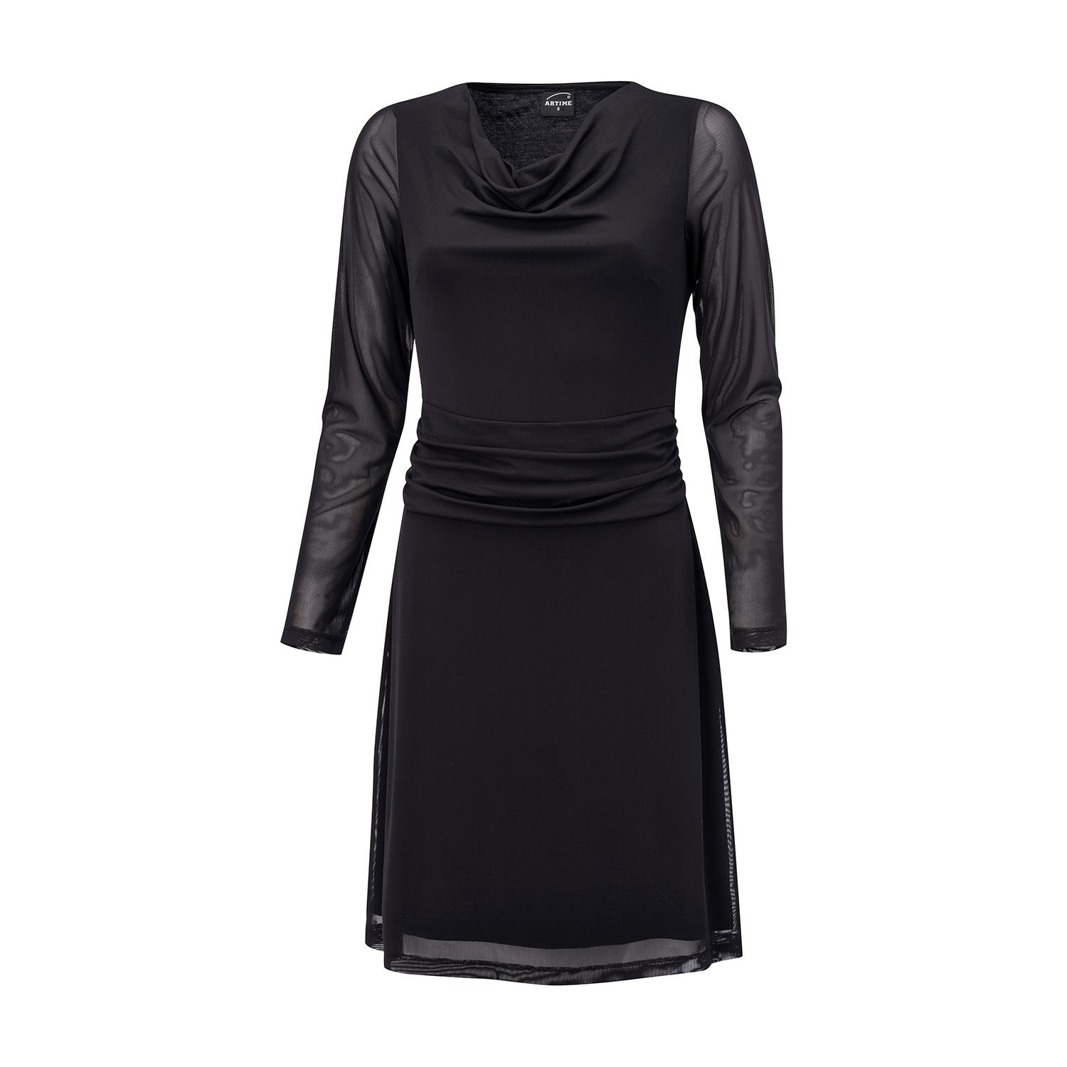 Midi Kleid mit Wasserfallausschnitt und Allover-Print