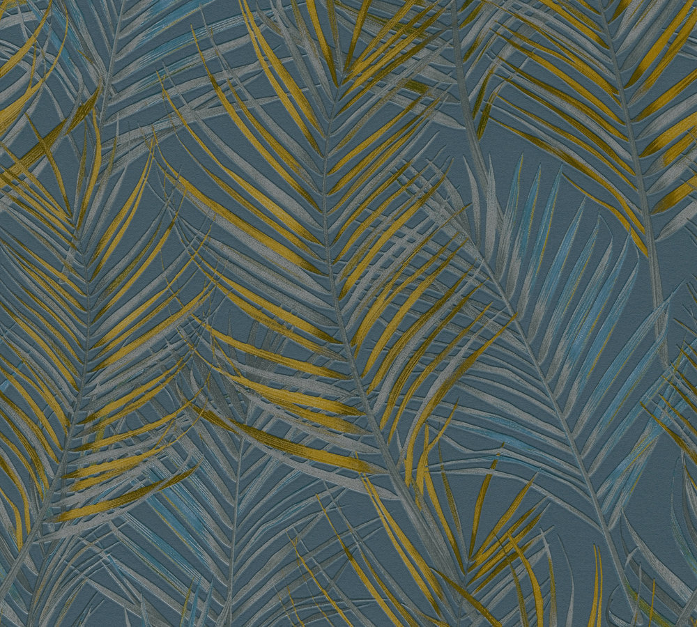 A.S. Creation Vliestapete - blau-gelb - Floral - 10 Meter
