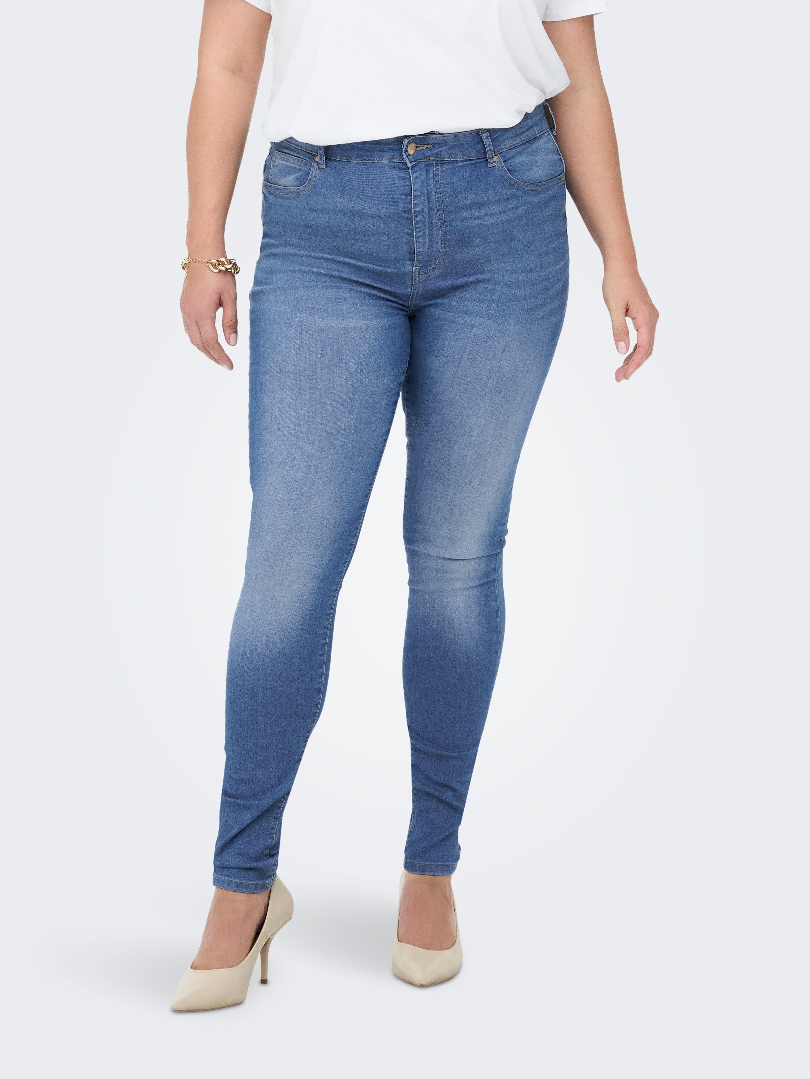 CARFLAKE Hohe Taille Skinny Fit Jeans Medium Blue Denim