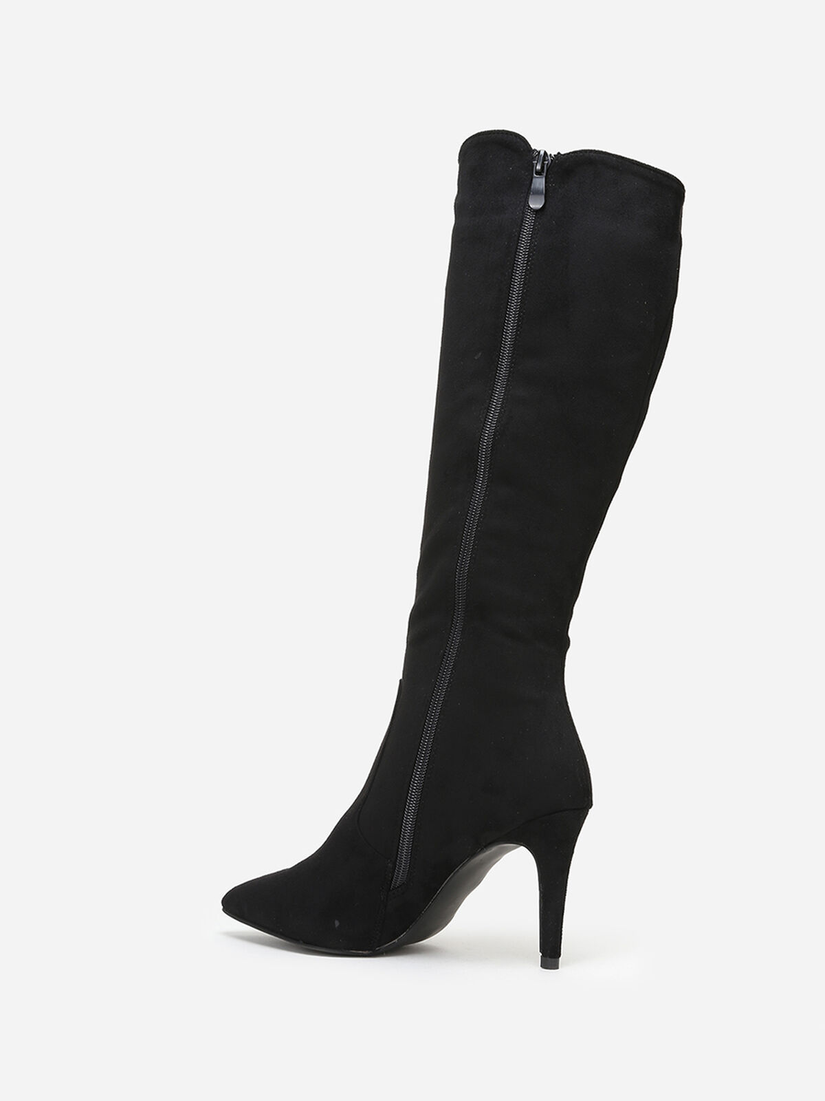 Bottes en suédine à bout et talon pointus- Noir