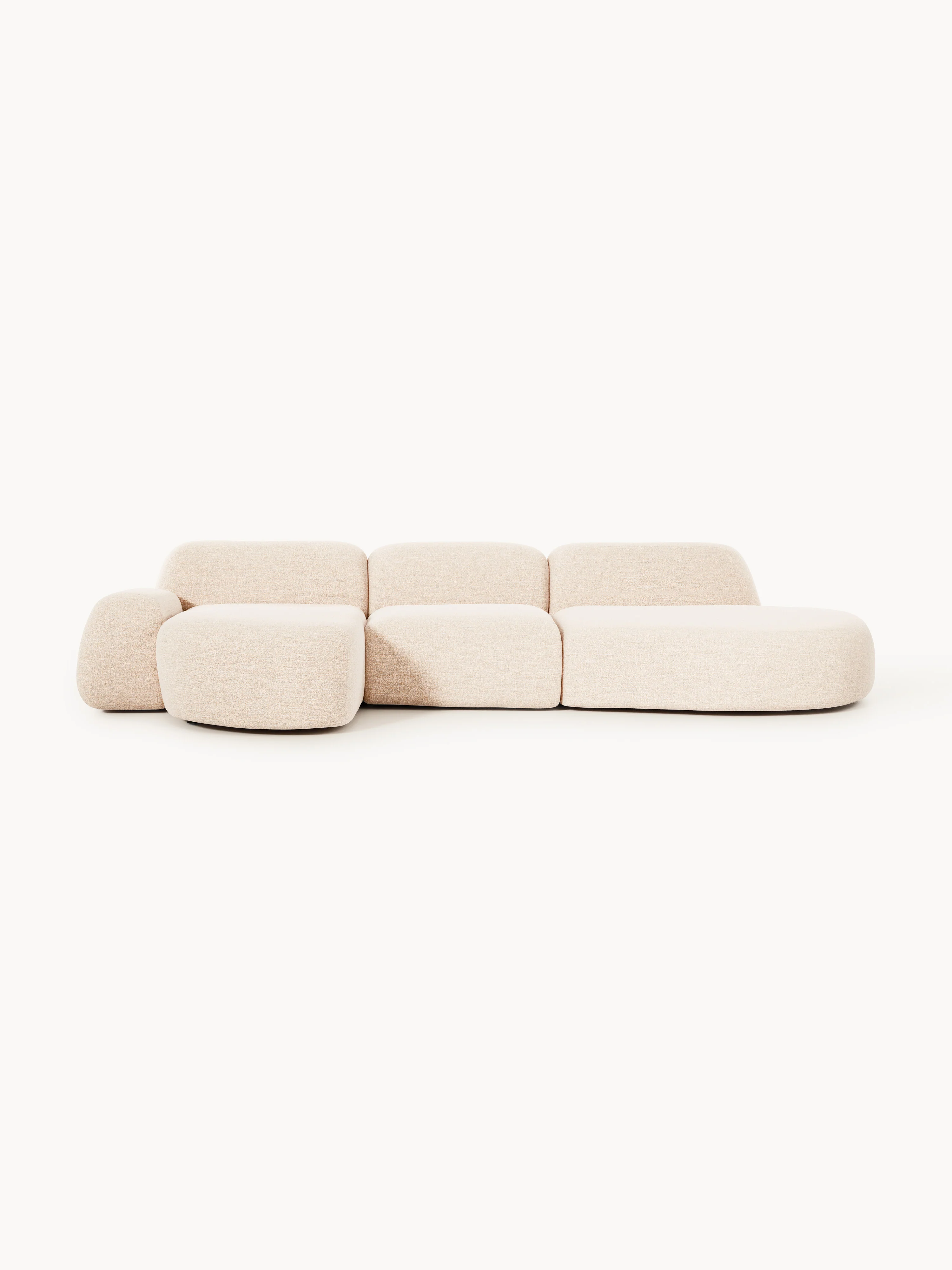 Modulaire bouclé hoekbank Wolke (4-zits) met chaise longue