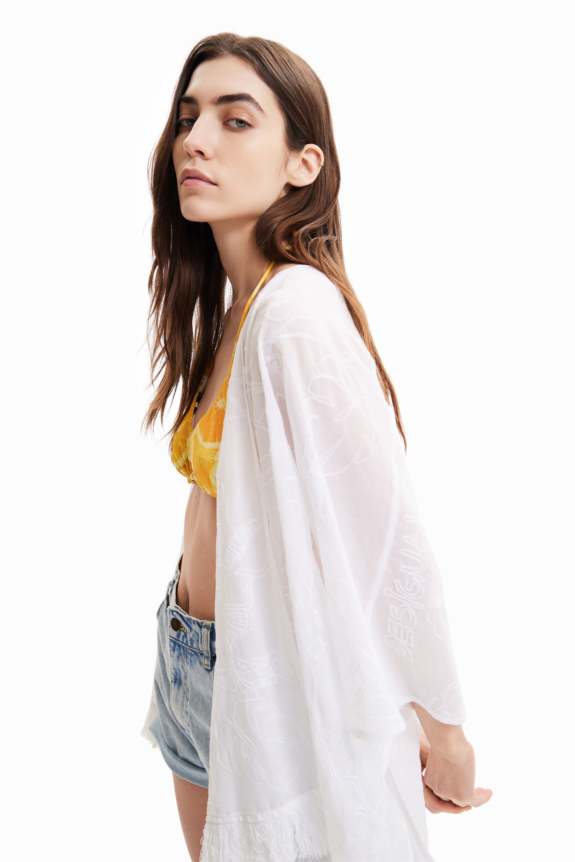 Caftan court brodé