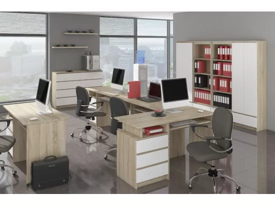 Commode AKORD K60 Chêne Sonoma 60 cm 6 tiroirs façade Blanche 60x40x130 cm