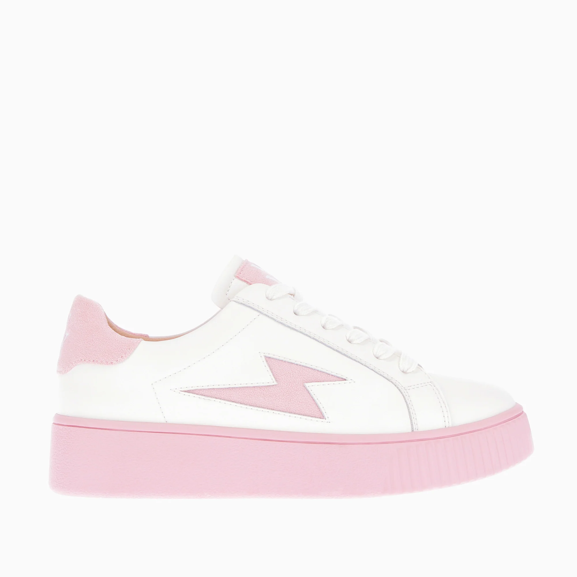 Sneakers-Baskets éclair Melany blanches à semelle rose