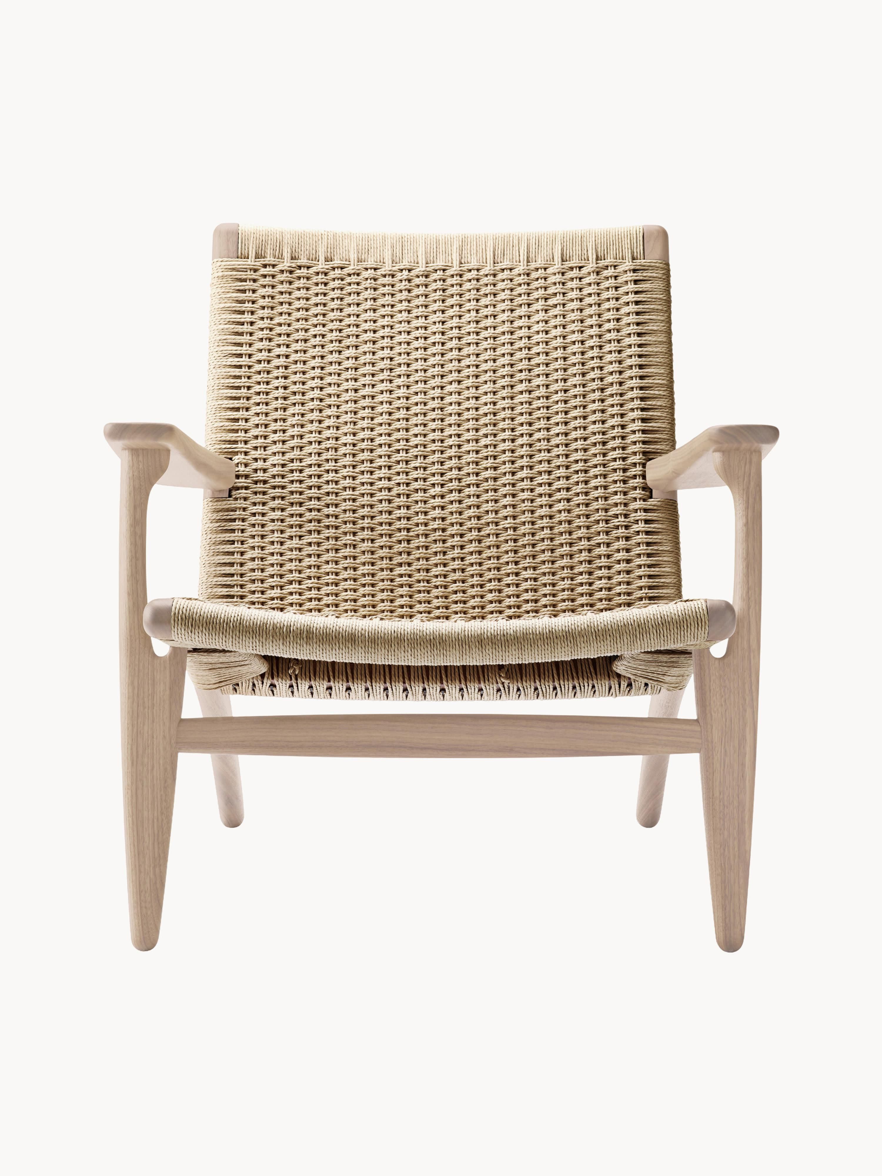 Loungefauteuil CH25 met handgevlochten zitvlak en rugleuning