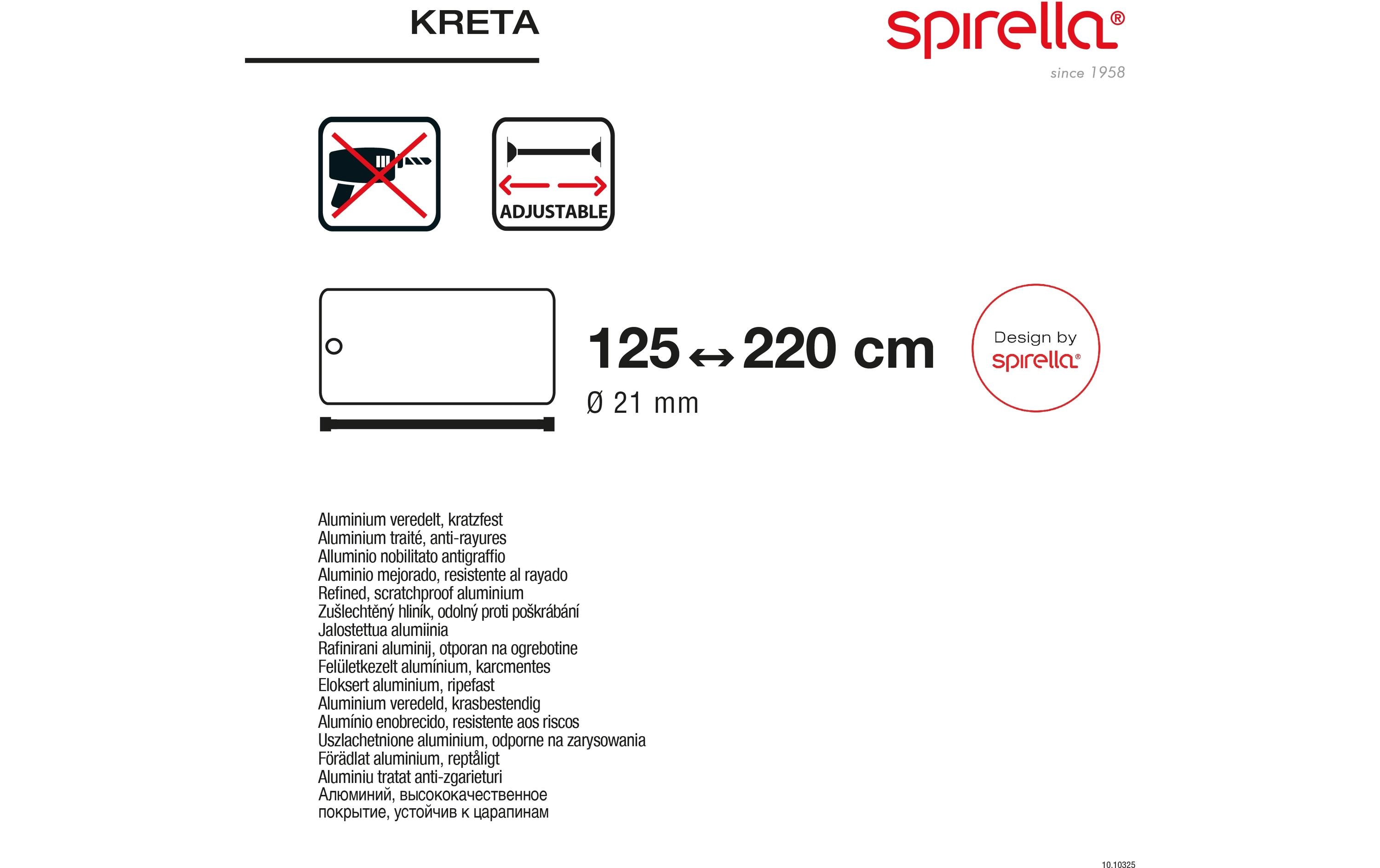 Duschvorhangstange Kreta 125/220 x 3.5 cm, WeissDuschvorhangs-Stange ohne Bohren