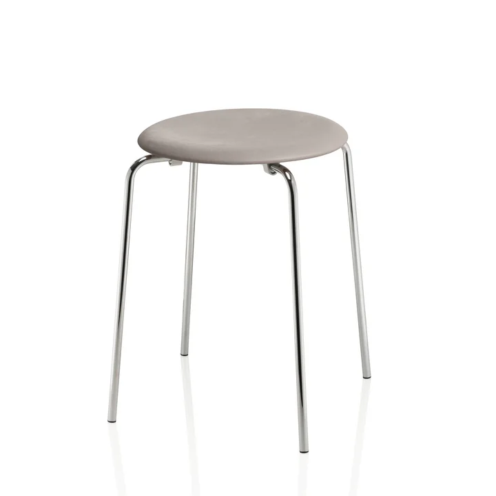 Fritz Hansen - Dot Hocker, Leder lava grey / Untergestell Chrom