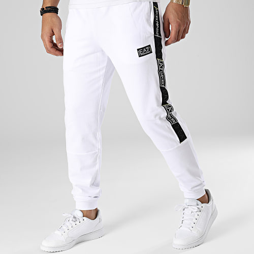 Pantalon Jogging A Bandes 3RPP58-PJ05Z Blanc