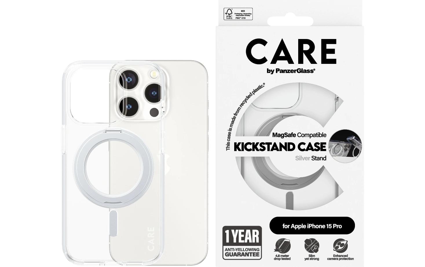 Back Cover Feature Kickstand iPhone 15 Pro SilberSchutzhülle für das Apple iPhone 15 Pro