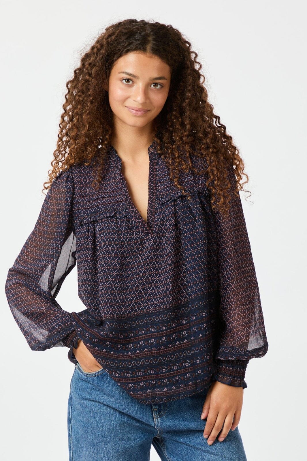 Neo Noir Rhia Border Pattern Blouse 163994