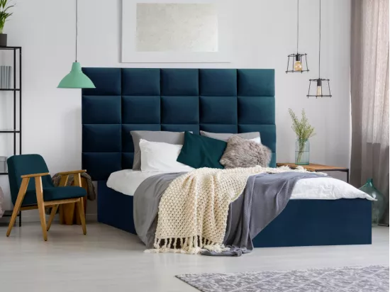 Panneaux muraux tête de lit - 200 cm - Velours - Bleu - BARTEL de Pascal Morabito
