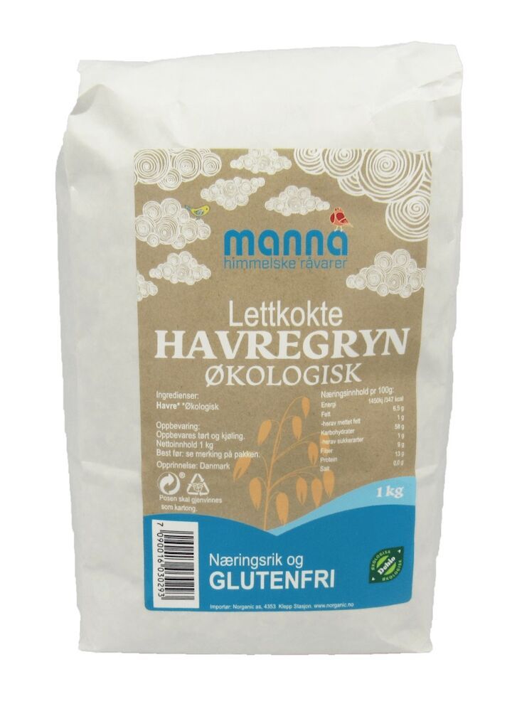 Havregryn, lettkokte, glutenfri