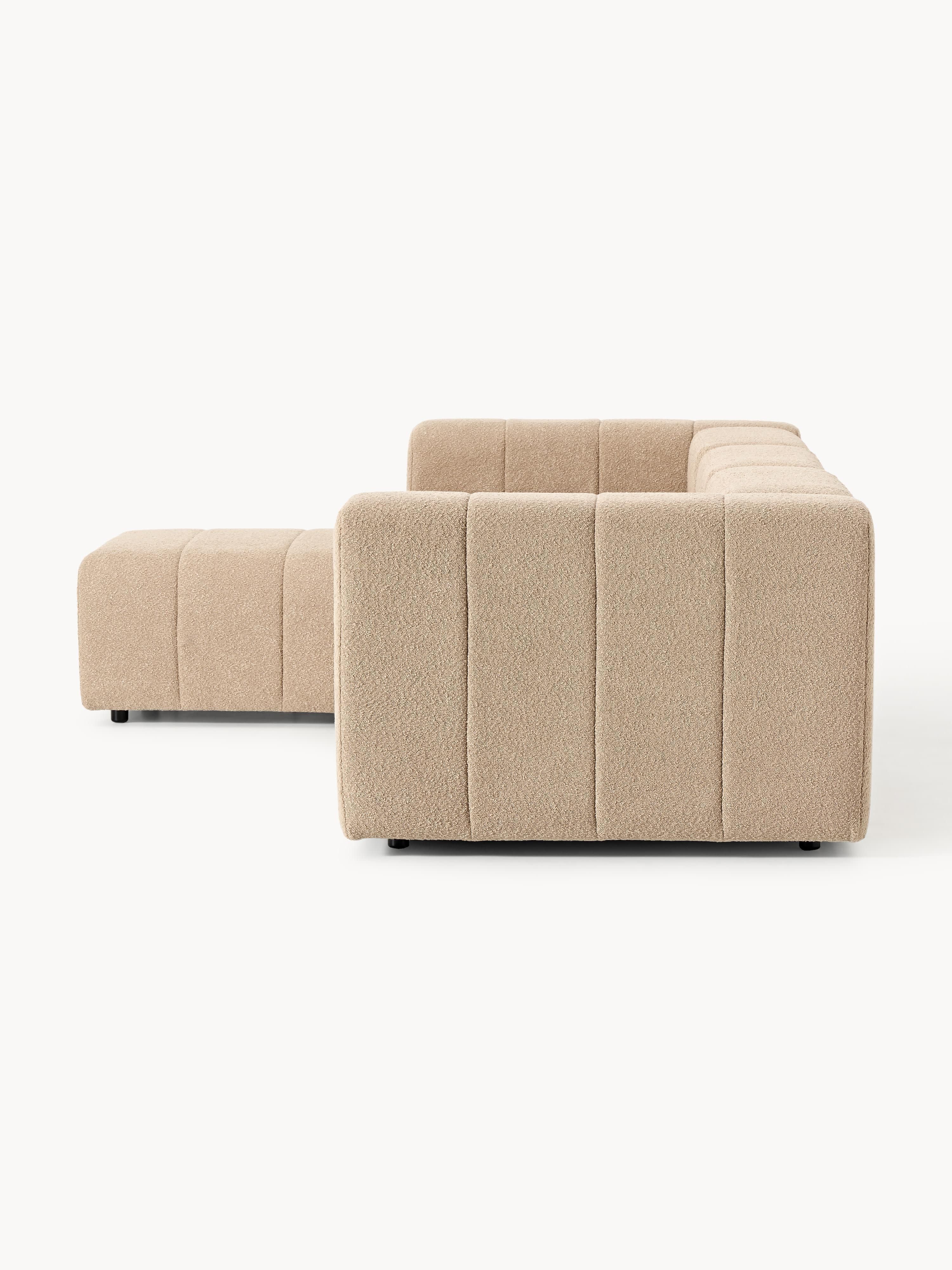 Modulaire bouclé bank Lena (4-zits) met poef (links/rechts)