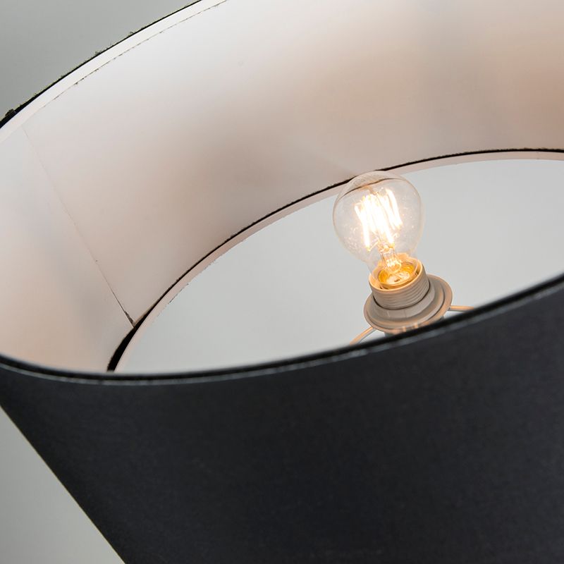 Moderne vloerlamp messing met zwarte kap - Ilse