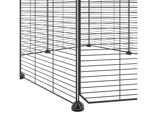 Cage animaux de compagnie à 8 panneaux et porte Noir 35x35 cm