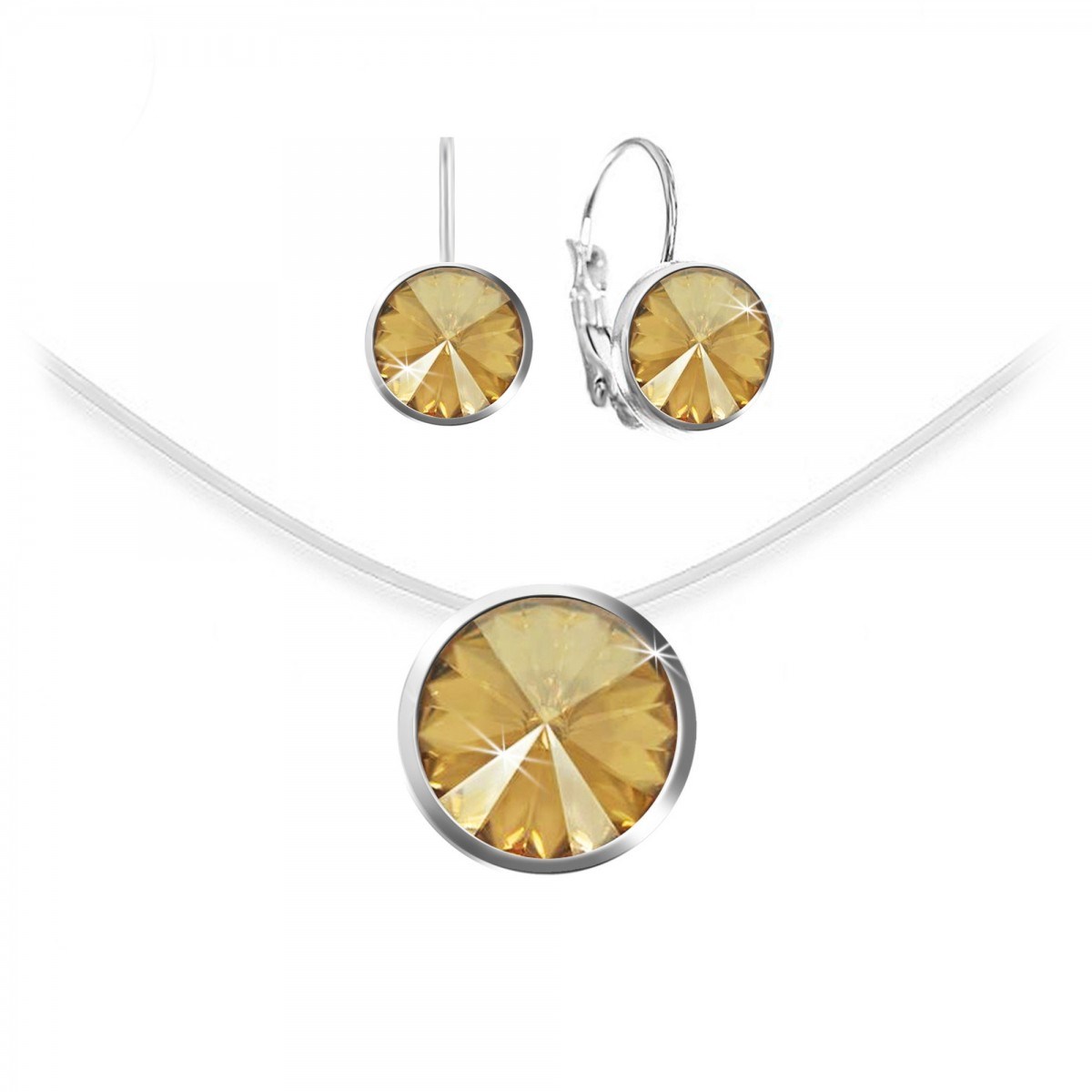 Parure collier et boucles d'oreilles SC Crystal ornée de Cristaux scintillants