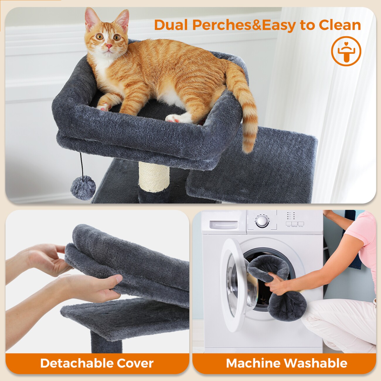 Pawz Road mittelgroßer Katzenbaum 136cm dunkelgrau