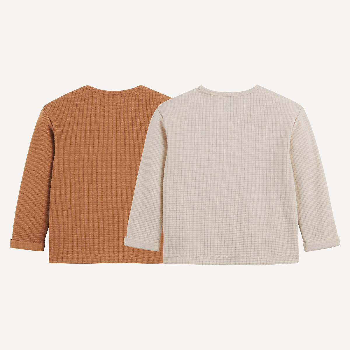 COLEÇÃO LA REDOUTE<br>Conjunto de 2 camisetas de manga comprida em tecido waffle