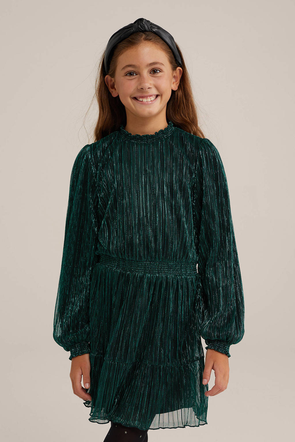 WE Fashion jurk donkergroen/zwart