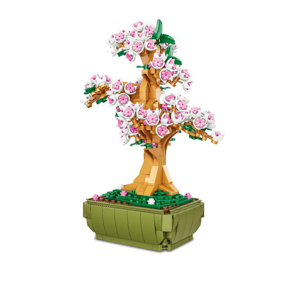 Pot avec fleurs en bloc de construction - 3 modèles
