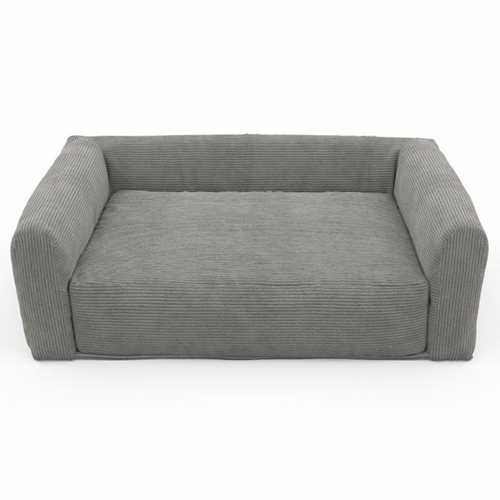 Panier pour chien leonard en tissu velours côtelé gris taille m