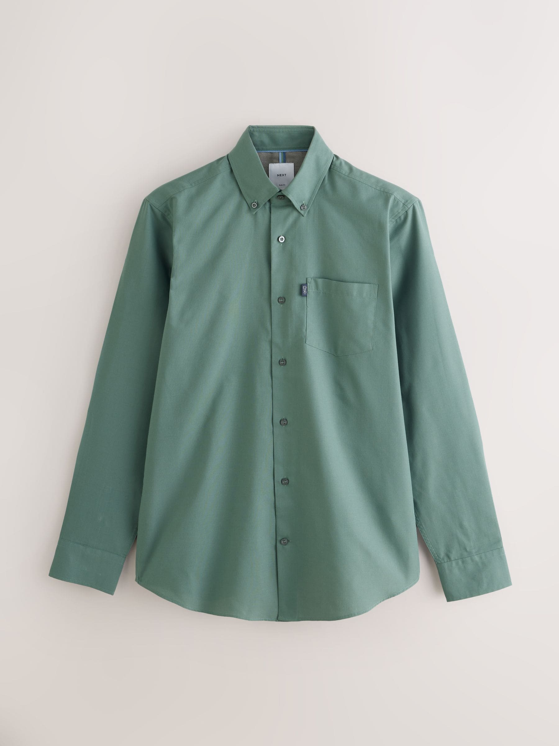 Seafoam green - Slim Fit - Gemakkelijk te strijken Oxford overhemd met doorlopende knopen