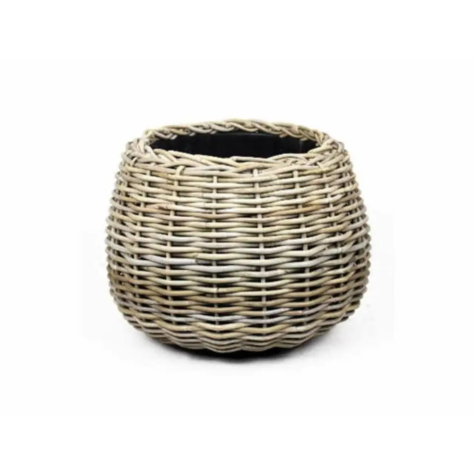 V/d Leeden Planten mand - rond - rotan - riet - 57x44cm - drypot