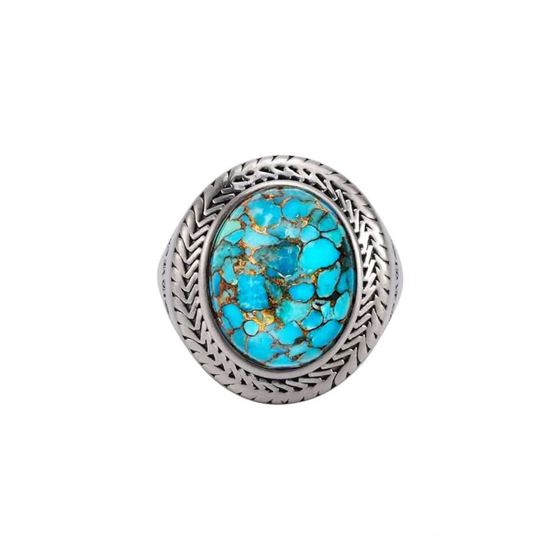 Bague Homme Argent Turquoise Bouddha
