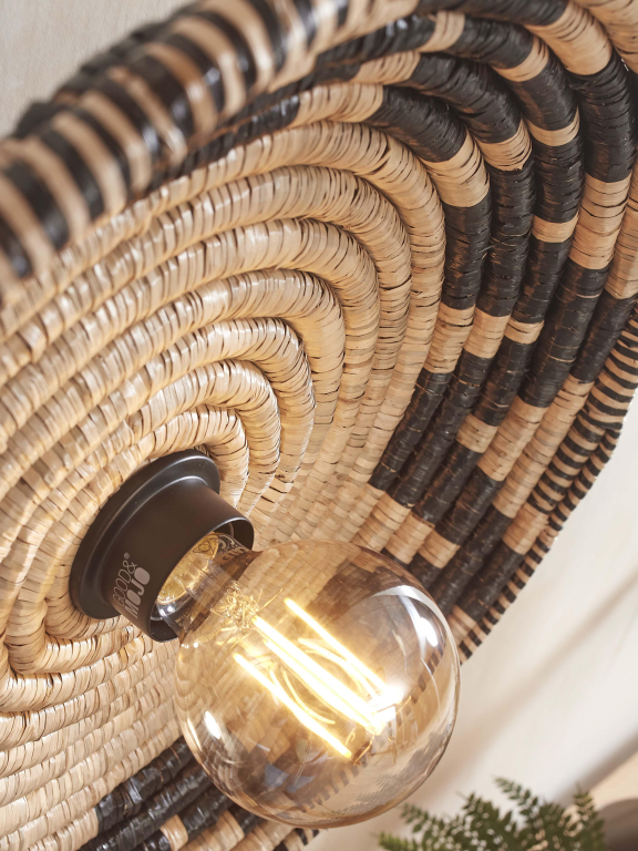 Good&Mojo Andros wandlamp Ø45 zwart/naturel