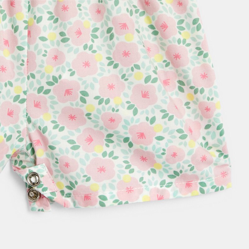 Combi short fleurie rose bébé fille Gris ou noir