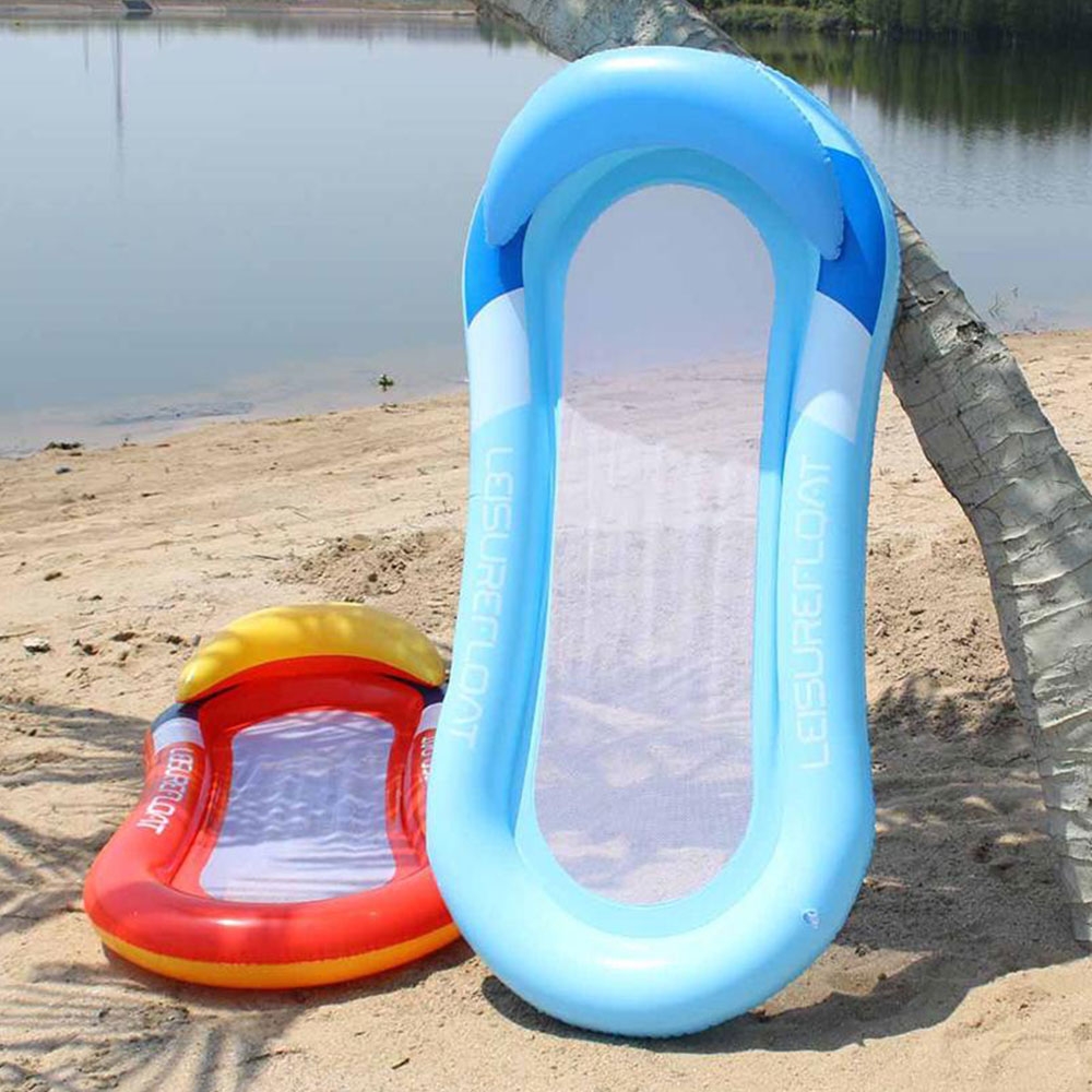 (153cm) Grosse Aufblasbare Wasser Luftmatratze Wasserhängematte Liegesofa mit Netz   Luftpumpe - Rot